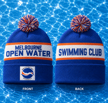 Melbourne Open Water swimming beanie - blue/orange