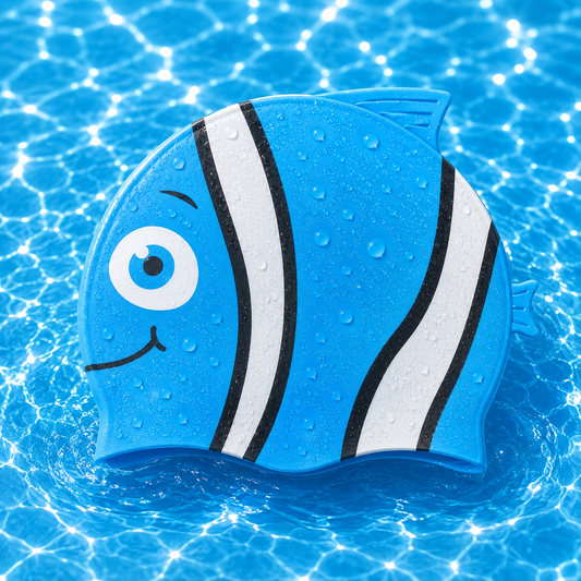 Silicon Swim Cap - Blue Fish Print 62g