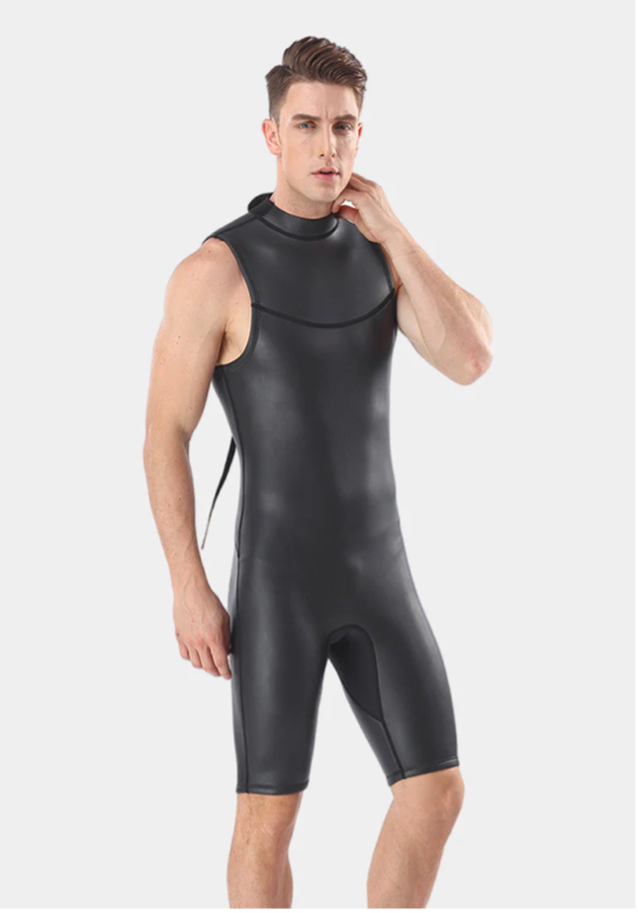 MYLEDI 2MM ADULT UNISEX  SLEEVELESS SHORT LEG WETSUIT - BLACK