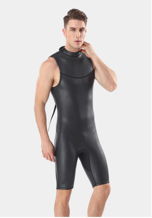 MYLEDI 2MM ADULT UNISEX  SLEEVELESS SHORT LEG WETSUIT - BLACK