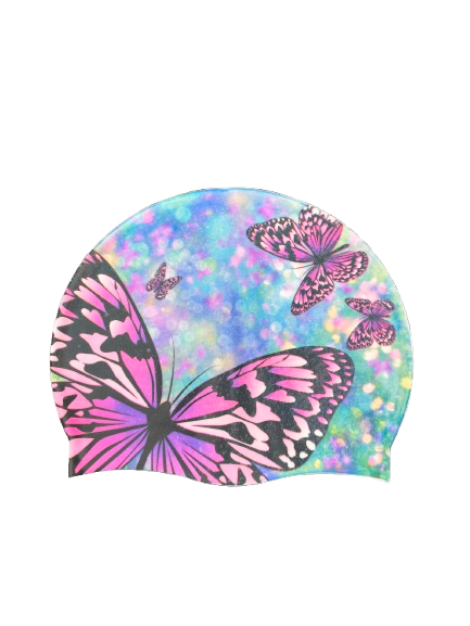 Silicone Swim Cap- Butterfly Print 64g