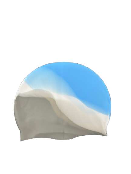 Silicon Swim Cap- Blue/ Grey Print 62g