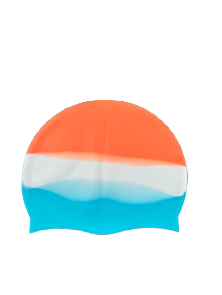 Silicon Swim Cap- Blue/ Orange Print 60g