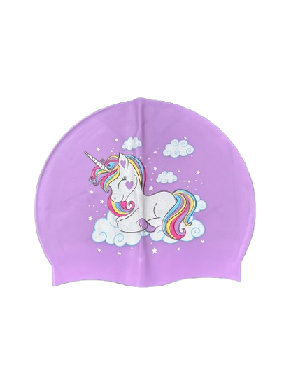 Silicon Swim Cap - Purple Unicorn Print 52g