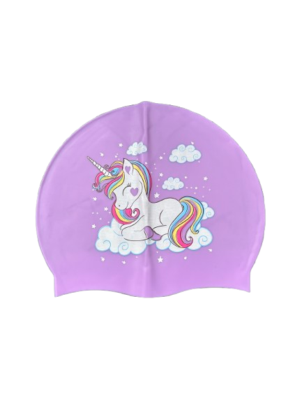Silicon Swim Cap - Purple Unicorn Print 52g